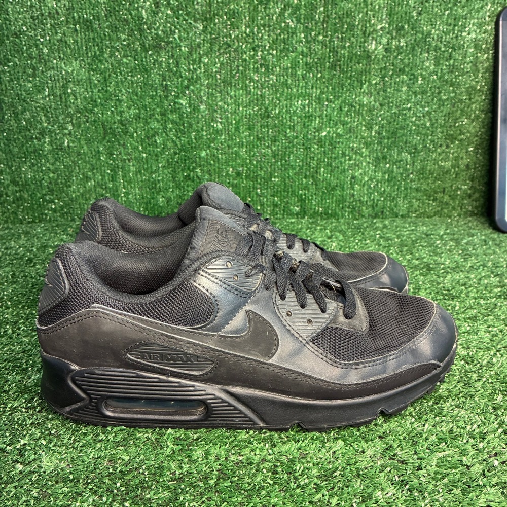Nike Air Max 90 CN8490-003 Leather Mesh Sneaker Mens Triple Black Size 10.5